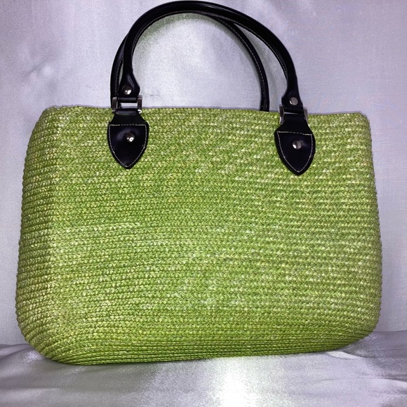 GREEN WOVEN STRAW FABRIC HANDBAG - Picture 3 of 9